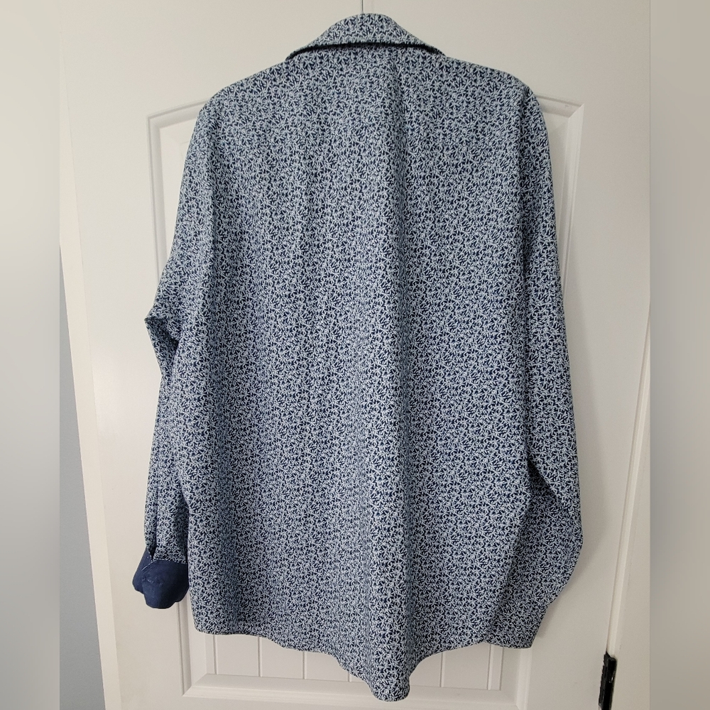 Bugatchi Blue Patterned Button-Up Shirt - Picture 2 of 2